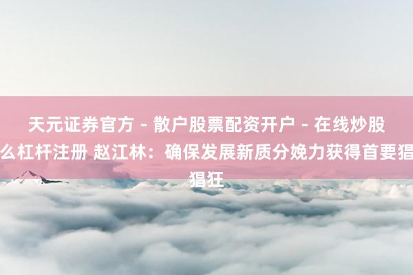 天元证券官方 - 散户股票配资开户 - 在线炒股怎么杠杆注册 赵江林：确保发展新质分娩力获得首要猖狂